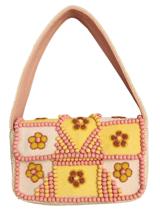 Express Edit Handbags - Express Edit Beaded Floral Shoulder/Hand Bag -Trendy -Vacation Ready